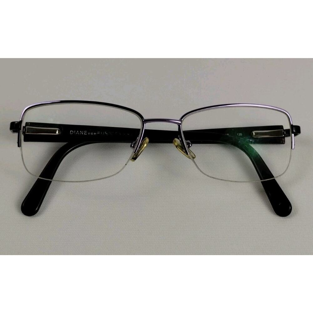 Diane von Furstenberg 50-16-135 Pink Metal Half Rim Eyeglass Brown Frames